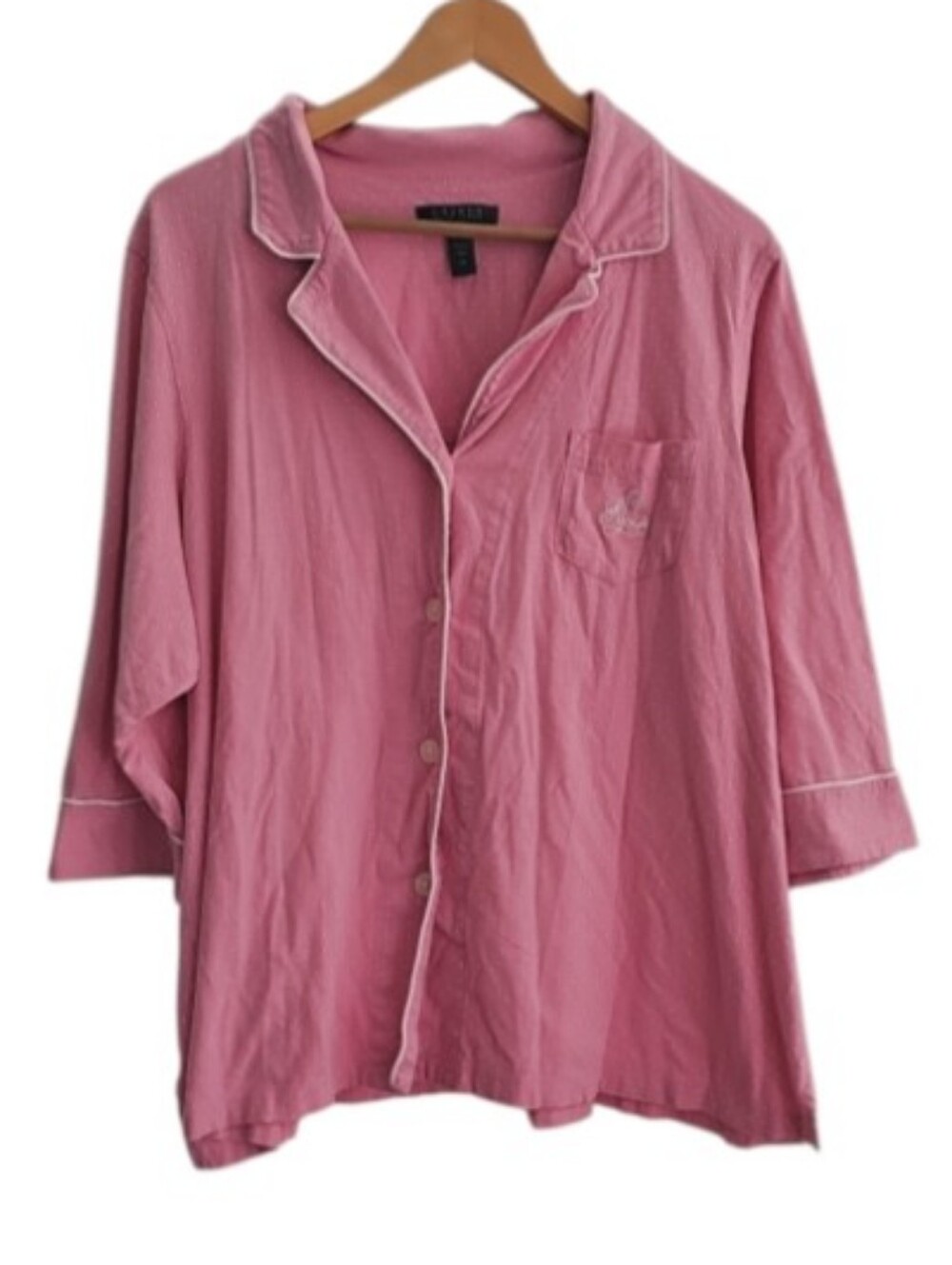 Lauren Ralph Lauren Sleep Shirt Women 2X Pink Polka Dot Preppy Cotton Pajama Top